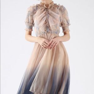 CHICWISH WE KNOW IT ALL GRADIENT PLEATED MESH TULLE DRESS - NWT - SIZE L